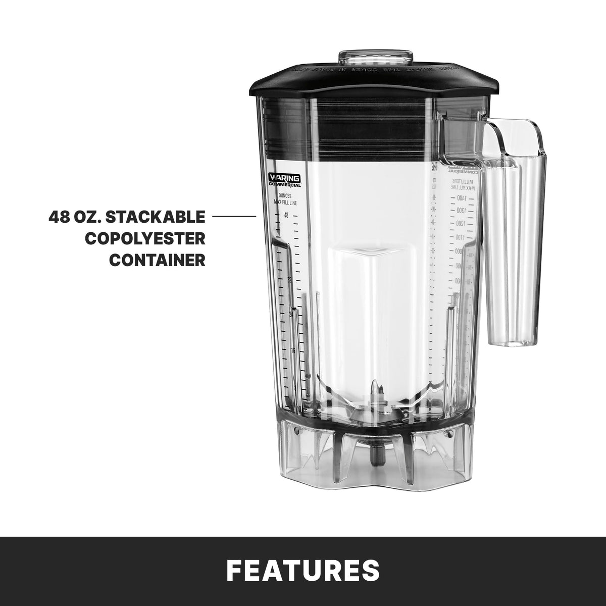 Waring Variable Speed Control Dial 1,000 to 17,000 RPM / 48 Ounce Copolyester Container Jar / 48 Ounce Cont Countertop Blenders