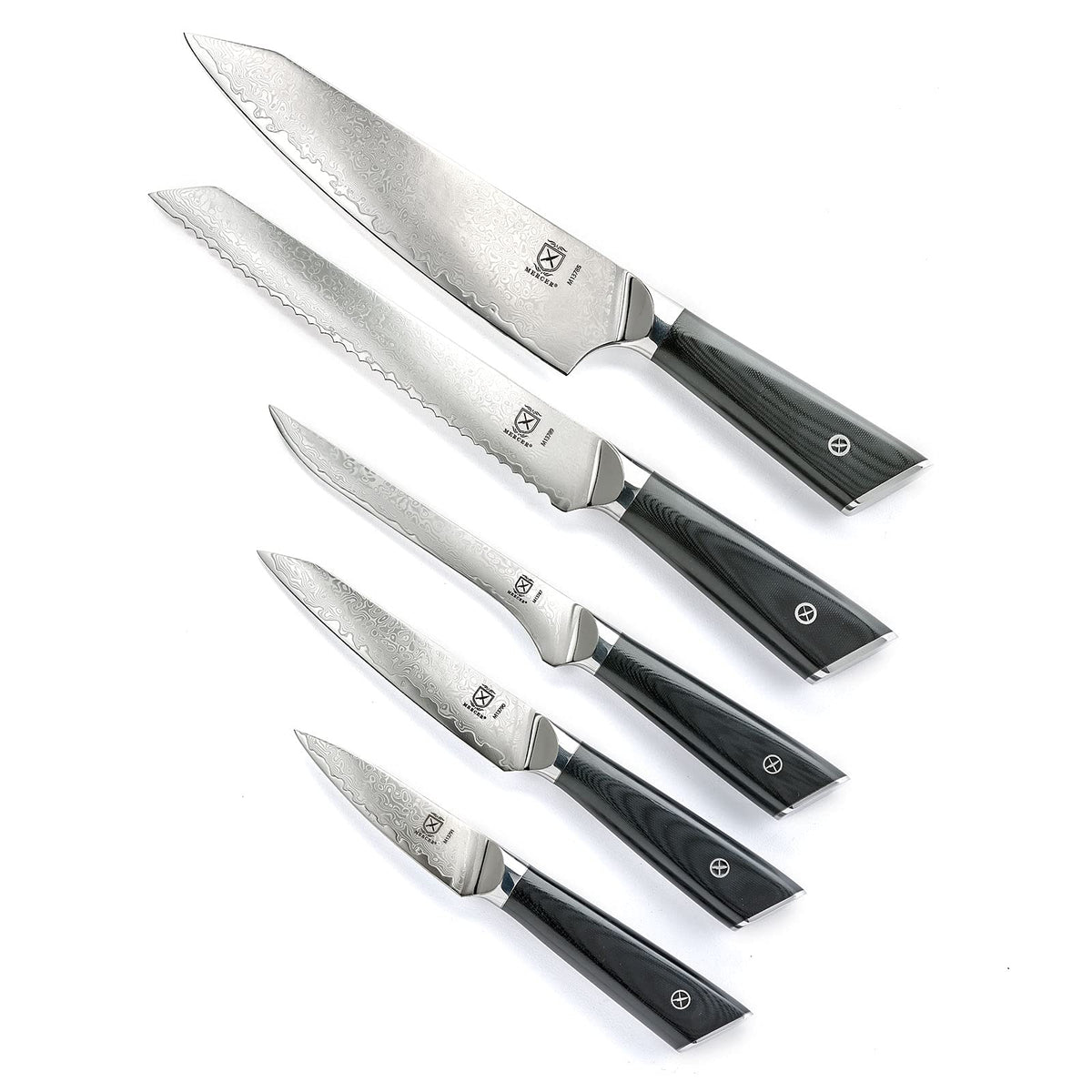 Premium Grade Super Steel 6-Piece Knife Set with Magnetic Rubberwood Stand by Mercer Culinary – Various, Stainless Steel, 6-Piece w/Magnetic Rubberwood Stand, Model M21995