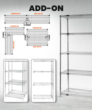Quantum Food Service Wire 4 Shelf Starter KIT PROFORM 63in by QUANTUM STORAGE SYSTEMS – 63H x 48W x 36D, Carbon Steel, Green Epoxy, Model WR63-3648P