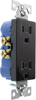 Hubbell RRD15SBKTRZ Duplex Decorator Receptacle Outlet, TR, 15-Amp, 120-Volt, Black