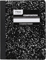 Mead Composition Notebook, College Ruled Paper, 9-3/4" x 7-1/2", 100 Sheets, Black Marble (09932)