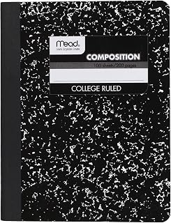 Mead Composition Notebook, College Ruled Paper, 9-3/4" x 7-1/2", 100 Sheets, Black Marble (09932)
