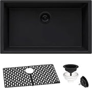 Ruvati 30x18-in Midnight Black Granite Undermount Kitchen Sink - RVG2030BK