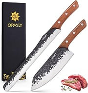 2PCS brisket Carving Knife Set, Hand-Forged Razor Sharp carving knife & meat knife, BBQ for Meat Cutting, Slicing & Steak Kitchen Ideal Gift for Men