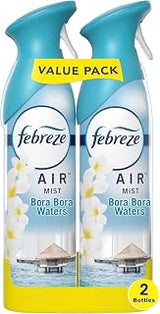 Febreze Air Mist Air Freshener Spray, Odor-Fighting Room Spray, Air Fresheners for Home and Bathroom and Kitchen, Aerosol Can, Bora Bora Waters Scent, 8.8oz, (Pack of 2)