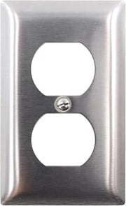 Pass & Seymour SS8 Screw Mount Standard Size 1-Gang Wallplate (1) Duplex Receptacle Silver, Stainless Steel