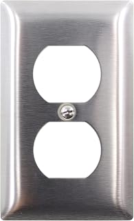 Pass & Seymour SS8 Screw Mount Standard Size 1-Gang Wallplate (1) Duplex Receptacle Silver, Stainless Steel