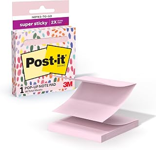Post-it Super Sticky Pop-up Notes, 3 in x 3 in (76 mm x 76 mm), Pink Salt, 1 Pad with 90 Sheets in Portable Pop-up Dispenser for Reminders, Calendars, to-Do Lists at Home, School, Office