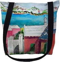 Betsydrake TY110G 18 x 18 in. Rooftops Tote Bag - Large Black