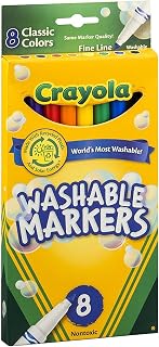 Crayola Ultra-Clean Washable Markers, Color Max, Fine Line Classic Colors 8 Ea (Pack of 18)
