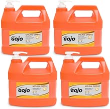 GOJO Natural Orange Smooth Hand Cleaner, Citrus Scent, 1 Gallon Quick Acting Smooth Hand Cleaner Pump Bottle (Pack of 4) - 0945-04