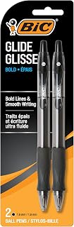 BIC Glide Bold Black Ballpoint Pens, Bold Point, 1.6mm, 2-Count Pack