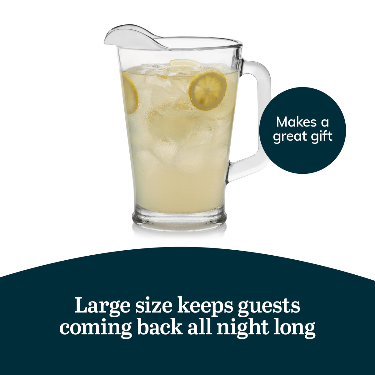 Glass Pitcher by Libbey – 60 Ounces, 60.0 fluid_ounces, Glass, Large Glass, Model 5260