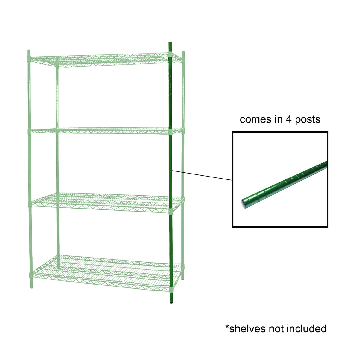 Epoxy coating 63" post with leveling foot by Thunder Group – 4, EPOXY COATED IRON WIRE, Green, Model CMEC063