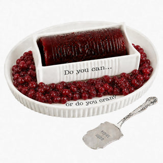 Mud Pie Cranberry Can Serving Dish Set, Ceramic, White