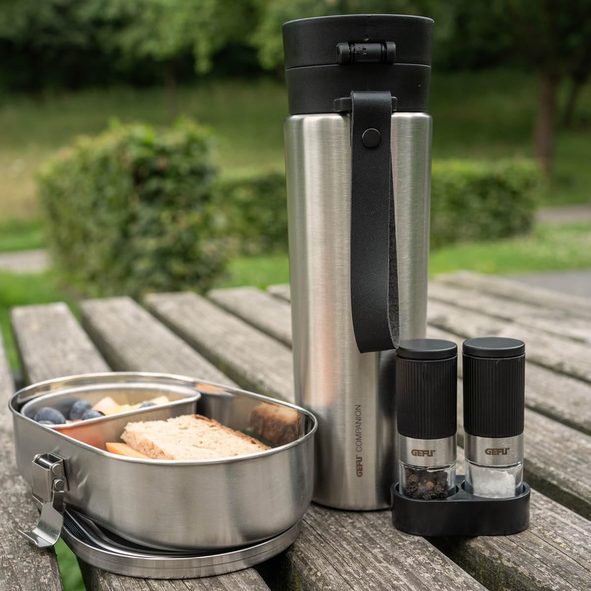 Spice Mill by GEFU – 7 x 3.6 x 9.2 cm, Plastic, Ceramic, High Grade Stainless steel, Black, Model GF34621