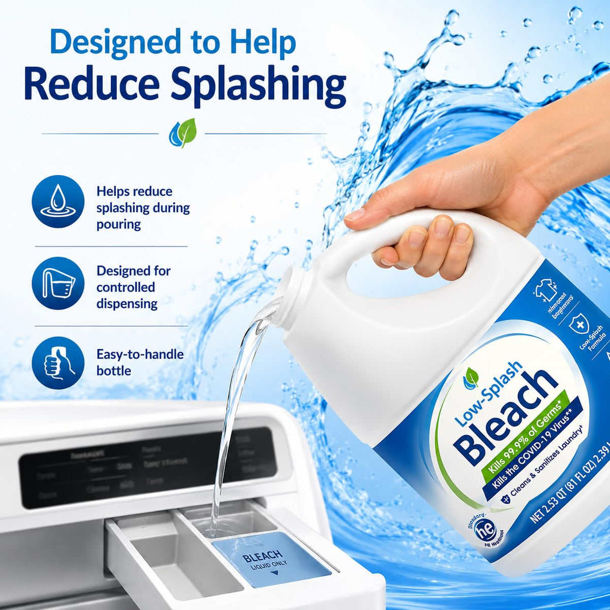 Low-Splash Bleach by Generic – 81 Fl Oz (Pack of 1)