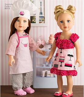 Simplicity Chef 18" Doll Clothes Sewing Patterns by Carla Reiss, One Size