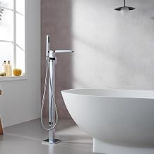 Camino Radiant Brass Freestanding Tub Faucet in Chrome with Handshower