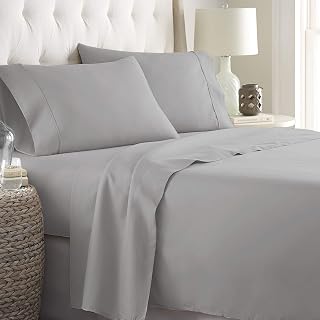 800-Thread-Count 100% Cotton Sheet Silver King Sheets Set, 4-Piece Bed Sheet Set, Long-Staple Cotton Sheets, Soft Sateen Weave Fits Mattress Upto 22'' Deep Pocket, Bedding Set