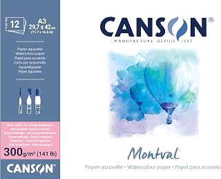 Canson Montval A3 29.7 x 42 cm 300 GSM Satin Watercolour Paper, Brown