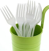 AmerCareRoyal Heavy Weight Unwrapped Disposable Polystyrene Plastic Forks for Restaurants and Catering in Retail Packaging, White, Pack of 1000
