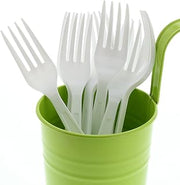 AmerCareRoyal Heavy Weight Unwrapped Disposable Polystyrene Plastic Forks for Restaurants and Catering in Retail Packaging, White, Pack of 1000