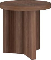 Henn&Hart 22" Fluted Side Table, Ribbed Nightstand, End Table, Med. Walnut
