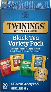Twinings Black Tea Variety Sampler Pack, Tea Bags, 20 CT Box (1 Pack)