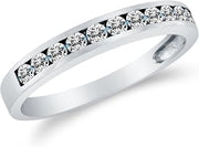 2.5mm Solid 14k White OR Yellow Gold Round Cut Channel Set CZ Cubic Zirconia Classic Traditional Womens Ladies Wedding Band Ring (1/2 cttw.)