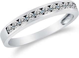 2.5mm Solid 14k White OR Yellow Gold Round Cut Channel Set CZ Cubic Zirconia Classic Traditional Womens Ladies Wedding Band Ring (1/2 cttw.)