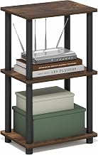 Furinno Turn-N-Tube Storage Shelves, 3-Tier Open Frame Book Shelf, Standing Corner Shelf, Toolless Assembly, Open Shelves, for Organization and Storage, Living Room, Garage, Home Office, Amber Pine