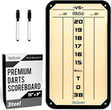 GoSports Dry Erase Steel Darts Scoreboard - Cricket and 01 Dart Games with 2 Magnetic Markers