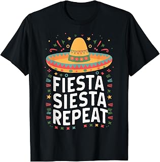Fiesta Siesta Repeat Funny Mexican Cinco De Mayo T-Shirt