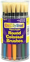 CHENILLE KRAFT Round Natural Bristle Colossal Brushes, Colored Wood Handles, 30 per Container (Case of 6)