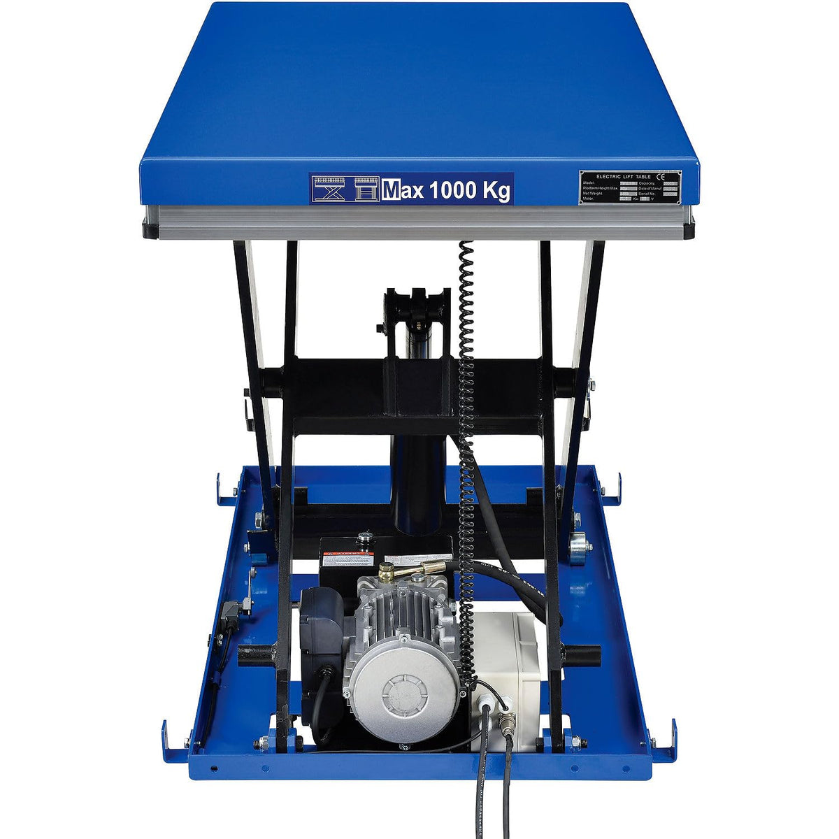 Power Scissor Lift Table with Hand & Foot Control by Global Industrial – Steel, Blue, Model 987549