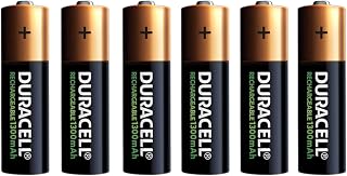 DURACELL AA Rechargeable Batteries (Pack of 6), 1300 mAh NiMH, 2000 Cycles, pre-Charged, Long Lasting Power