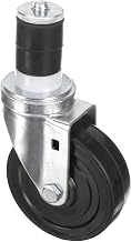 Component Hardware Medium Duty 1/2-13 x 1-1/2" Threaded Stem Caster with 3" Black Rubber Wheel and Brake, Commercial and Industrial Use