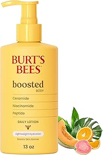 Burt's Bees Boosted Body Lotion, With a Ceramide, Niacinamide and Peptide Complex, Lightweight Daily Lotion Helps Boost Skin Barrier, Tropical Scented, 13 oz. Bottle