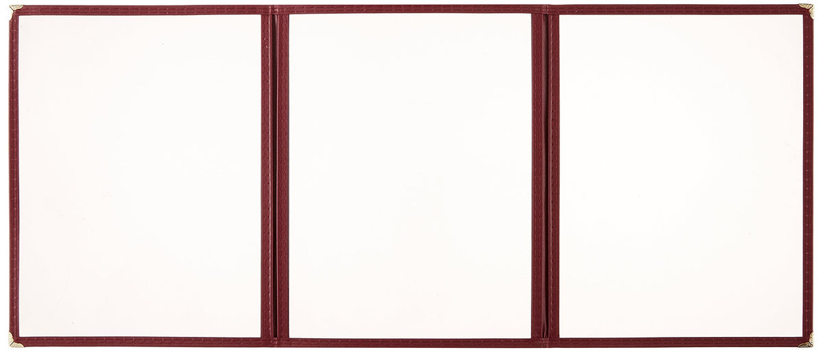 Winco 12" x 9.5" / Triple / Burgundy Menu Covers