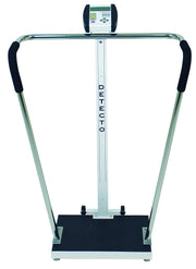 Portable High Capacity Digital Scale with Wrap Around Tubular Handrails Capacity: 600 lb x 0.2 lb Platform 18"x14"x1.75" by Detecto – 45"L x 30"W x 25"H, Alloy Steel, Model 6855