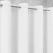 No Hooks Linen-Like Shower Curtain, Waterproof 250GSM Heavyweight Fabric, 72 x 74, Easy Install Split Grommets, Luxury Hotel Spa Bathroom Decor, Machine Washable, Weighted Hem, White