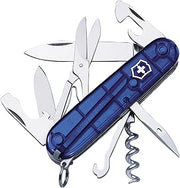 Victorinox Climber Swiss Army, 14-Function Pocket Knife, Blue Transparent