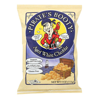 BRANDS, Pirate's Booty, Aged White Cheddar, Pack of 12, Size 4 OZ - No Artificial Ingredients Gluten Free Kosher – 1 Count (Pack of 12), White, Pack of 12, Model 00052414