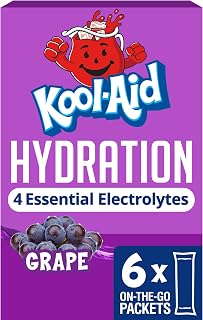 Kool-Aid Hydration Electrolyte Powder Mix, 6 On-the-Go Pkts, Grape, 1.32 oz