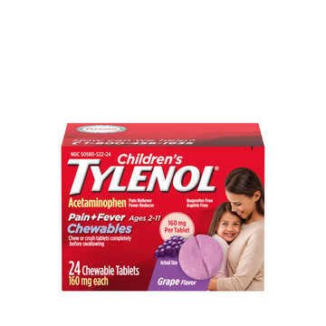 Children's Chewables by Tylenol – 24 Count (Pack of 1), Purple, Model 580828