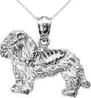 Textured 925 Sterling Silver King Charles Spaniel Dog Pendant Necklace