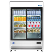 Commercial Stainless Steel Glass Door Refrigerator Merchandiser by Atosa – 44.8 cu. ft. | Sliding Door, 44.9 cubic_feet, Stainless Steel, Model MCF8709GR