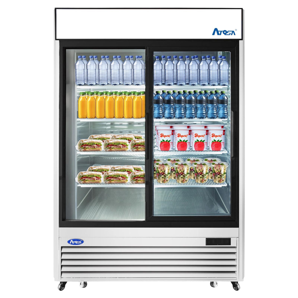 Commercial Stainless Steel Glass Door Refrigerator Merchandiser by Atosa – 44.8 cu. ft. | Sliding Door, 44.9 cubic_feet, Stainless Steel, Model MCF8709GR