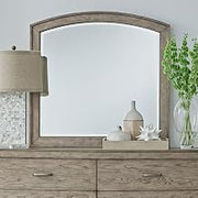 Liberty Furniture Avalon Arched Mirror with Dresser Mount 41" x 40"- Burnished Beige Oak Wood Frame